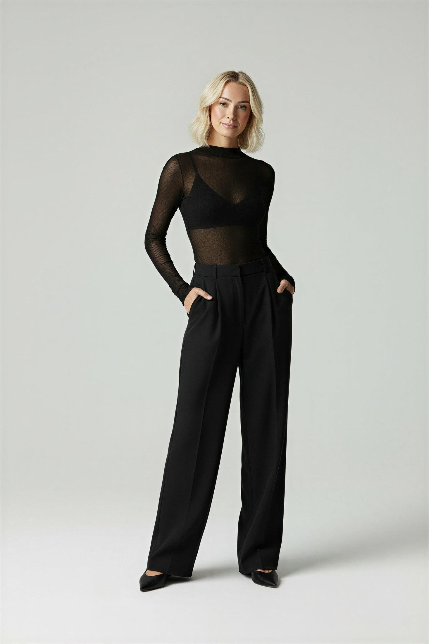 Adriane Women's High Waisted Pleated Wide Leg Tailored Trousers