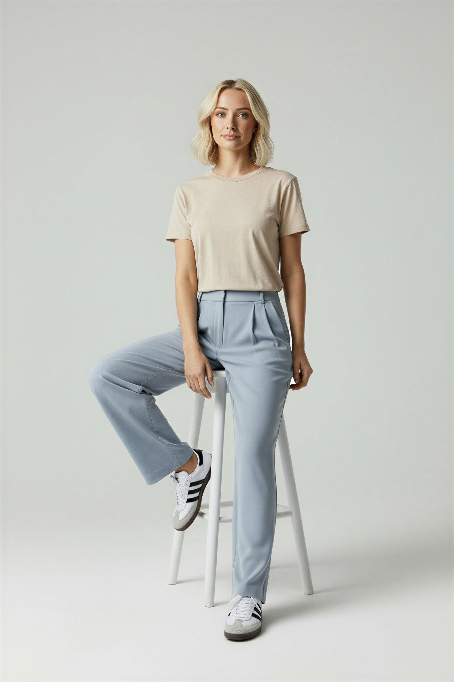 Adriane Women's High Waisted Pleated Wide Leg Tailored Trousers