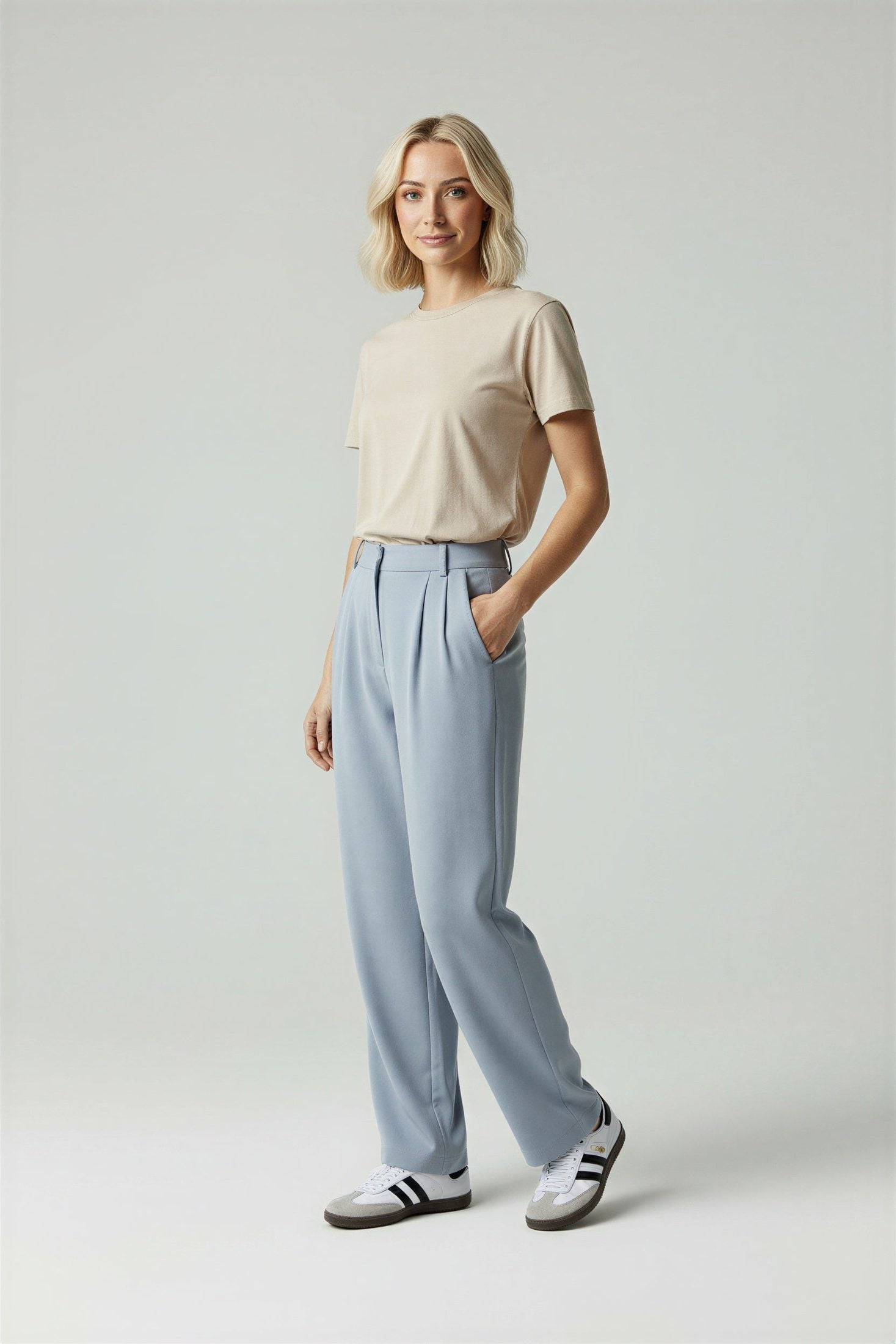 Adriane Women's High Waisted Pleated Wide Leg Tailored Trousers