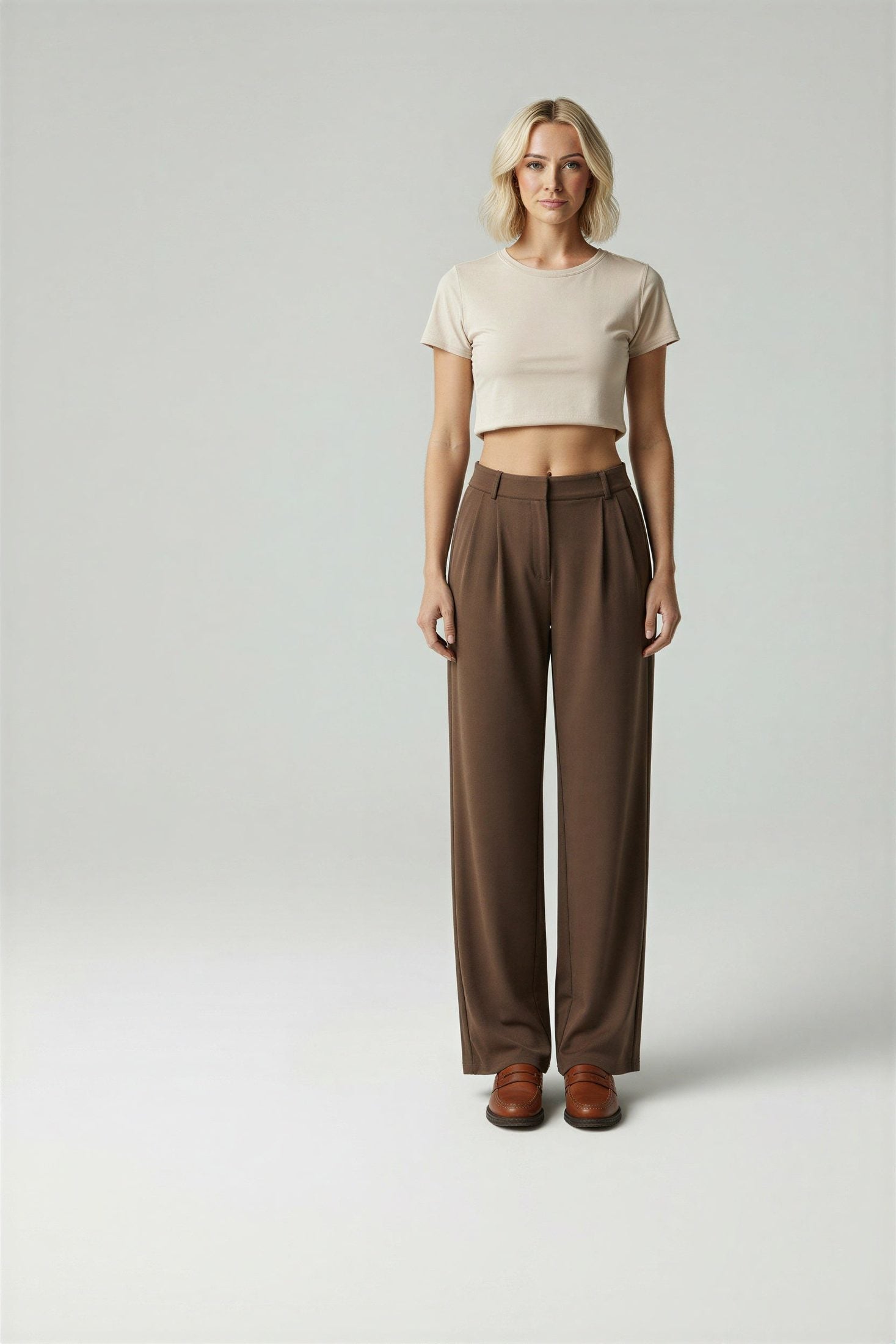 Adriane Women's High Waisted Pleated Wide Leg Tailored Trousers