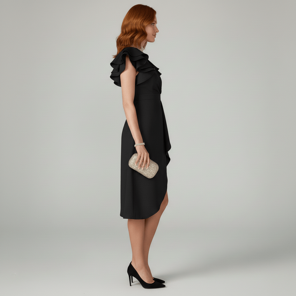 Alea Elegant Ruffle Wedding Guest Dress