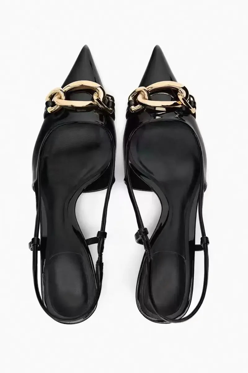 Faylene | Chic Ketting kantoor Slingback Hakken-Hakken-Calora-Zwart-36-Calora