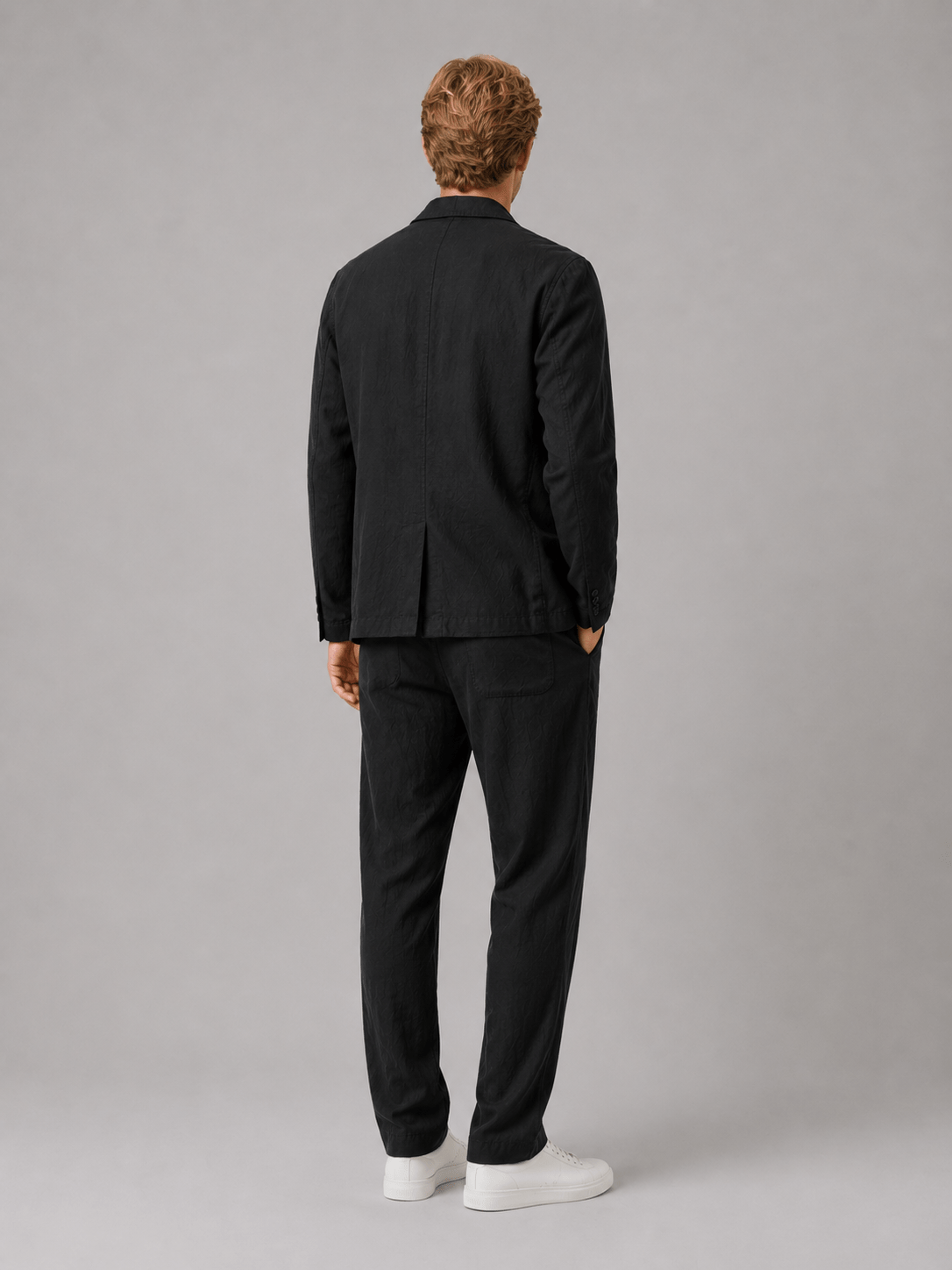 Men's Relaxed Fit Linen Blend Suit with Drawstring Trousers