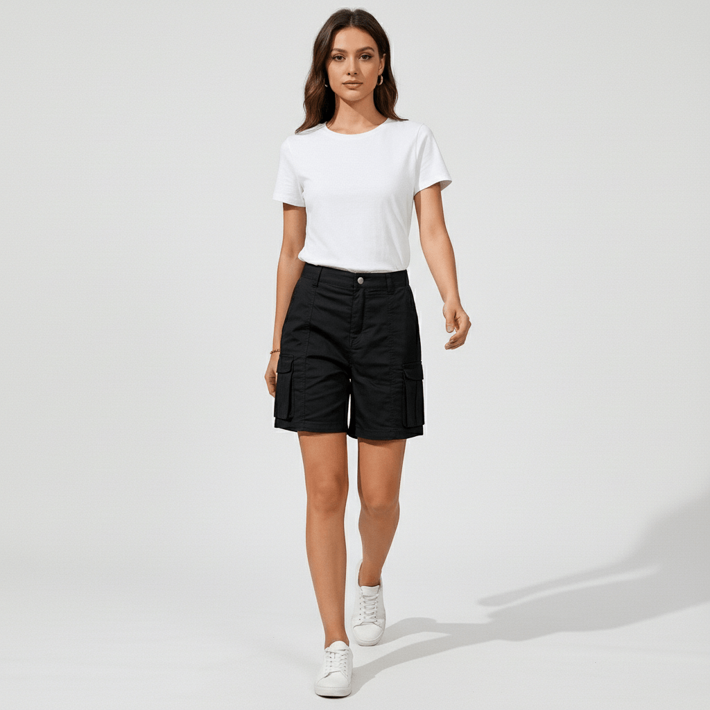 Bruna High Waist Cargo Shorts Multi Pocket Utility Fit