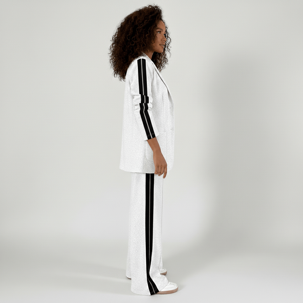 Caitlin Two Piece Set Blazer and Wide Leg Stripe Pants