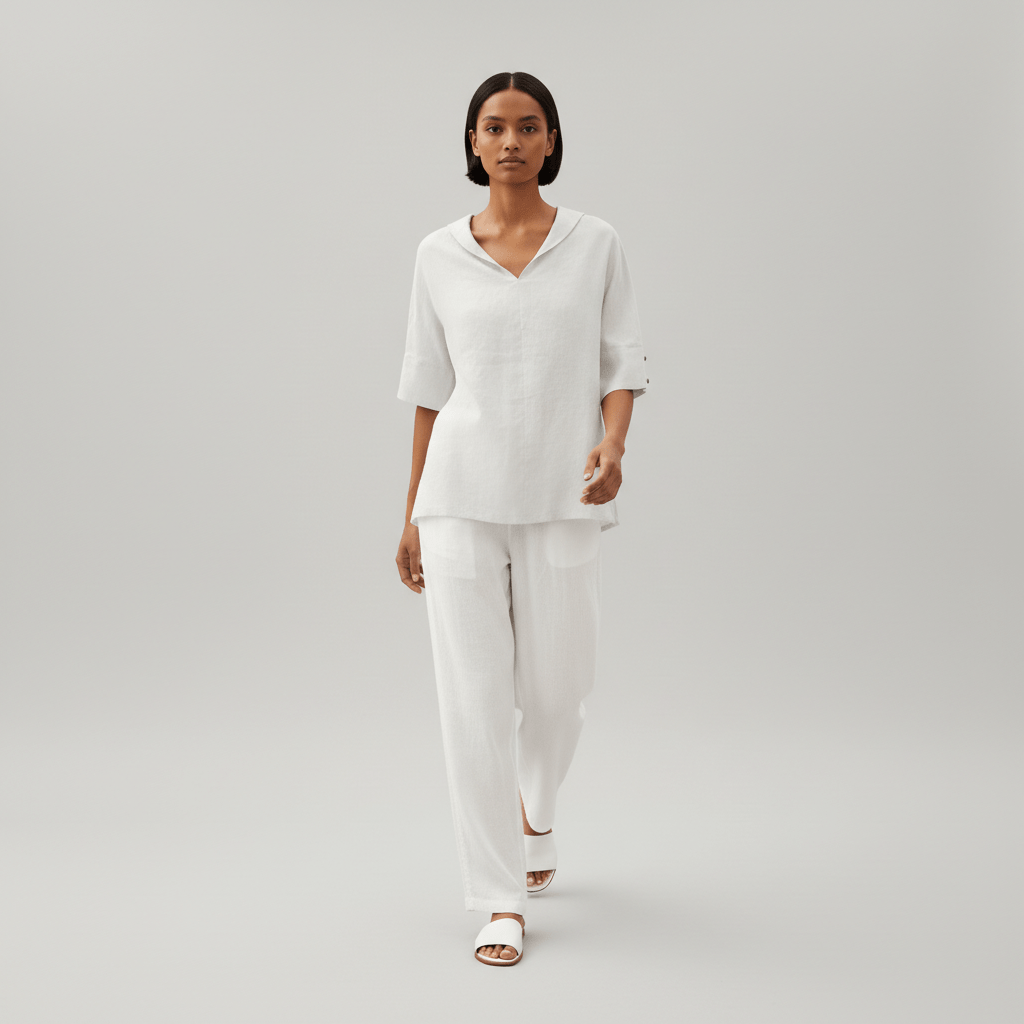 Caroline Casual V-Neck Blouse with Short Sleeves