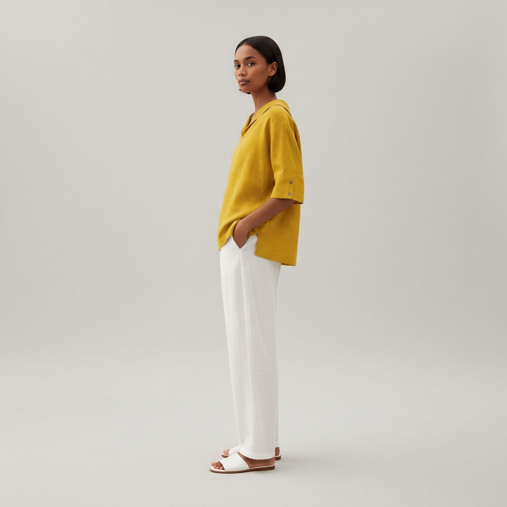 Caroline Casual V-Neck Blouse with Short Sleeves