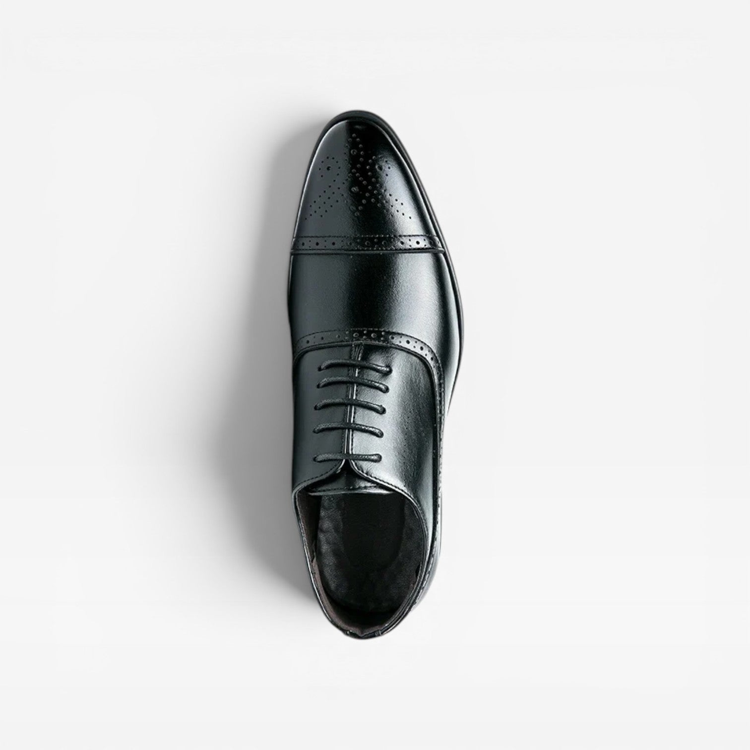 Men's Leather Oxford Brogues - Cap Toe Lace Up Formal Shoes