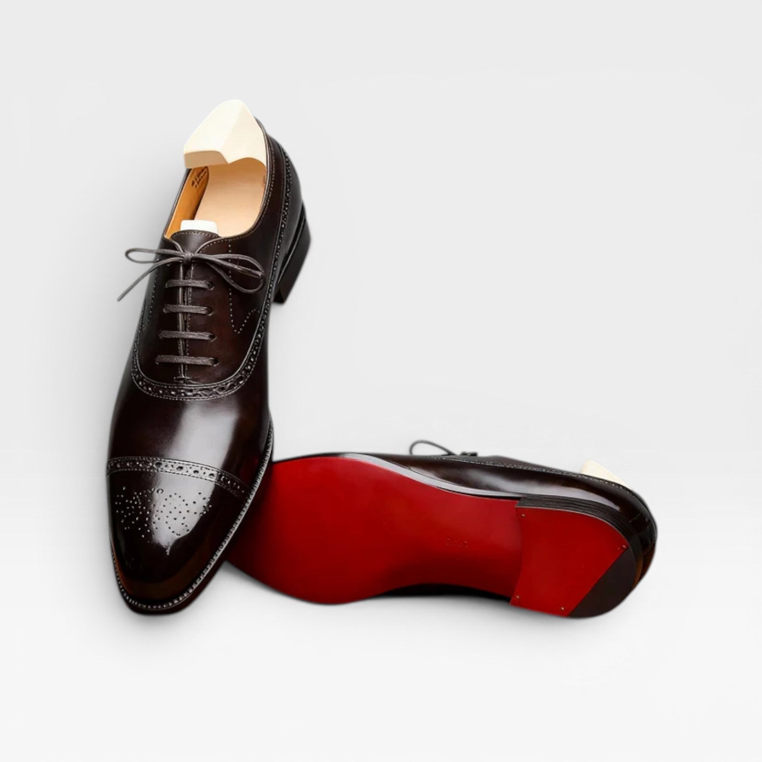 Men's Leather Oxford Brogues - Cap Toe Lace Up Formal Shoes