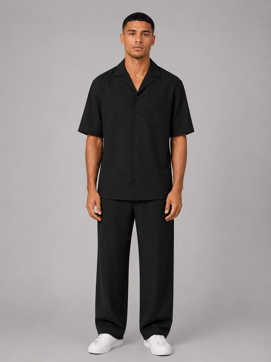 Men's Short Sleeve Shirt And Straight Leg Trousers Co-ord Set