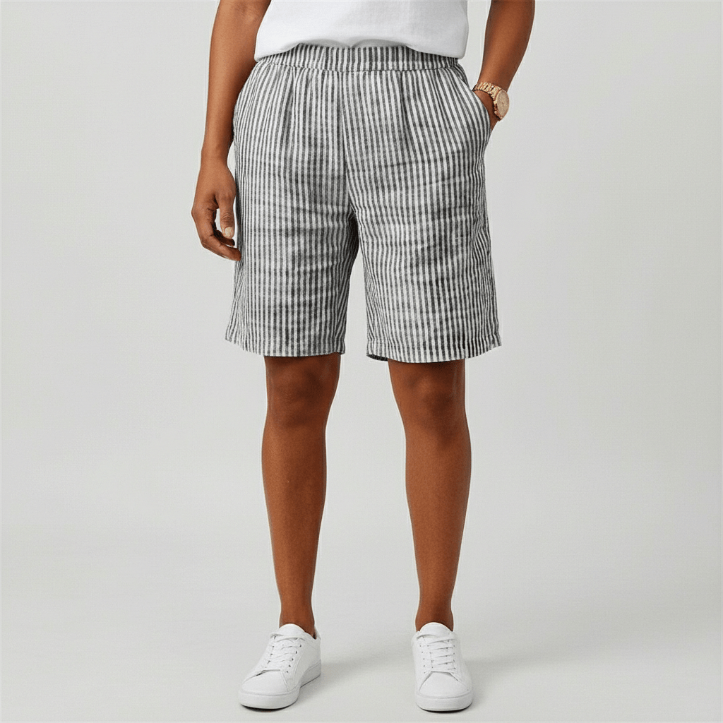 Casey Striped Casual Shorts Elastic Waist Summer Fit