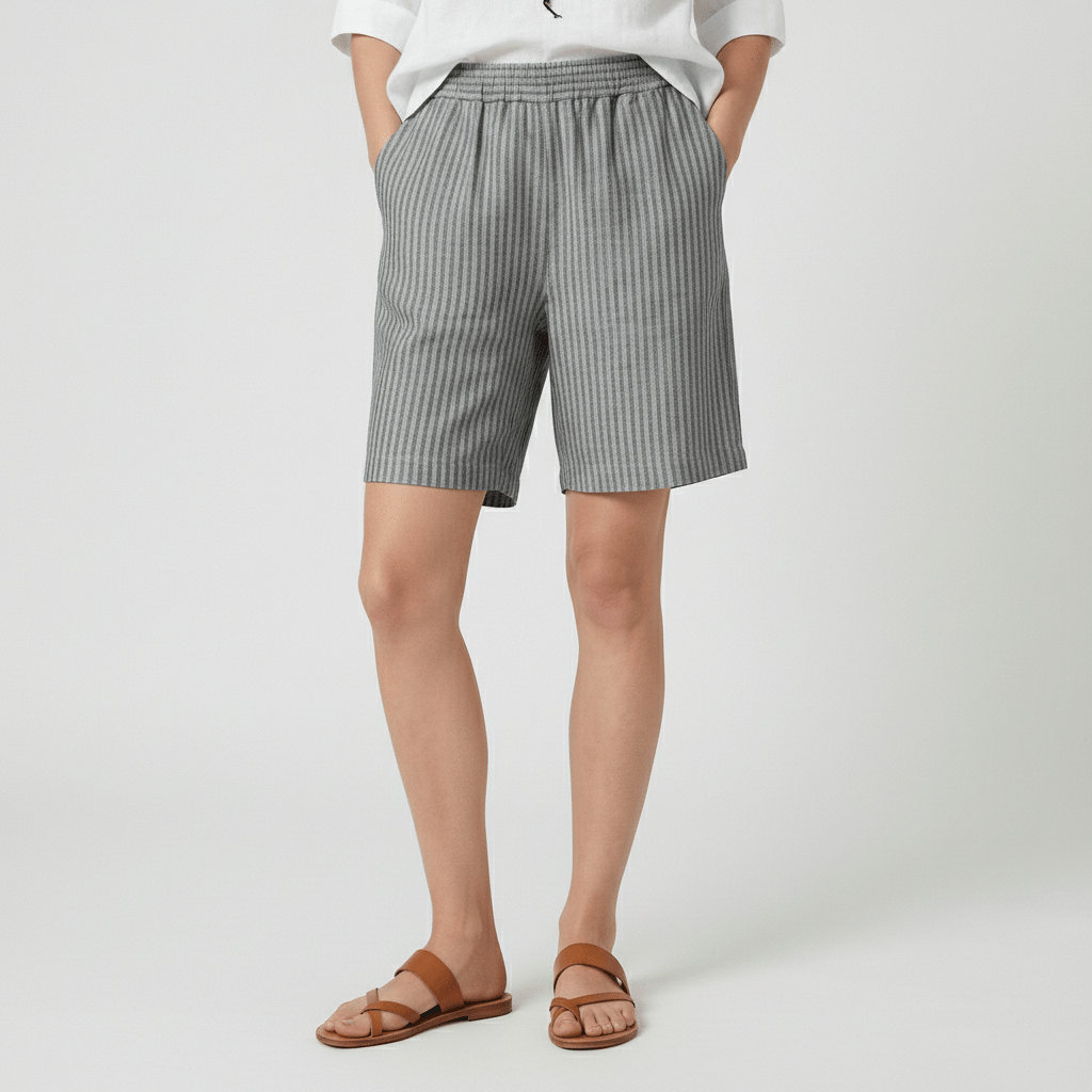 Casey Striped Casual Shorts Elastic Waist Summer Fit