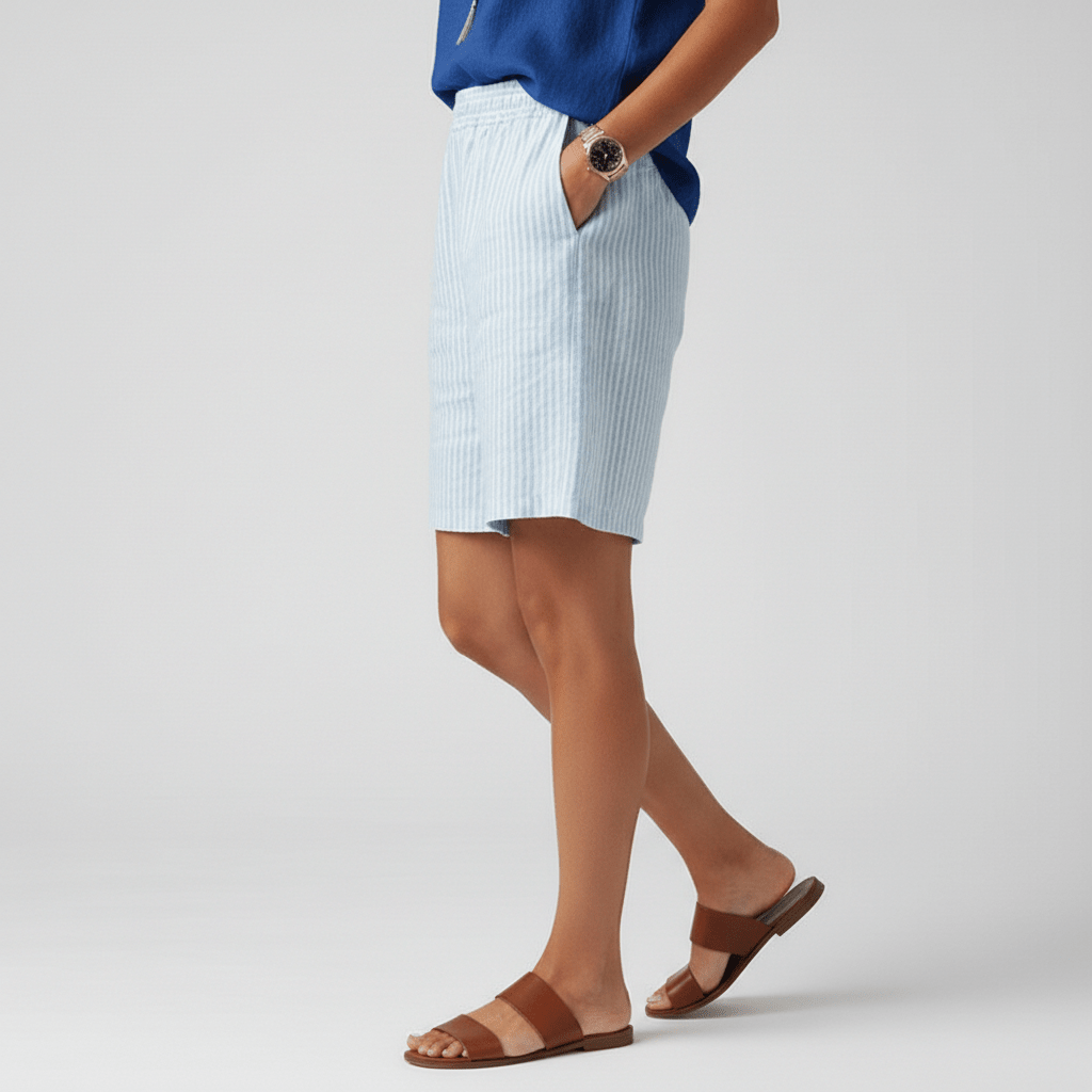 Casey Striped Casual Shorts Elastic Waist Summer Fit