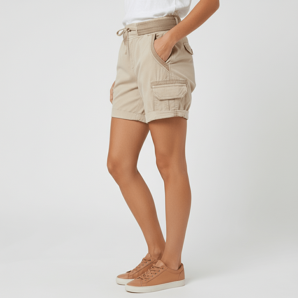 Cheryl High Waist Cargo Shorts Drawstring Casual Utility