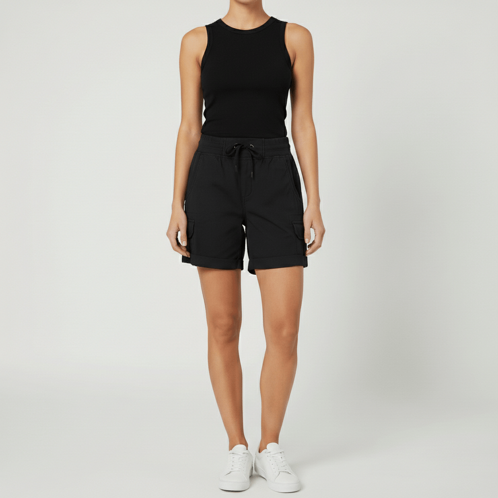 Cheryl High Waist Cargo Shorts Drawstring Casual Utility