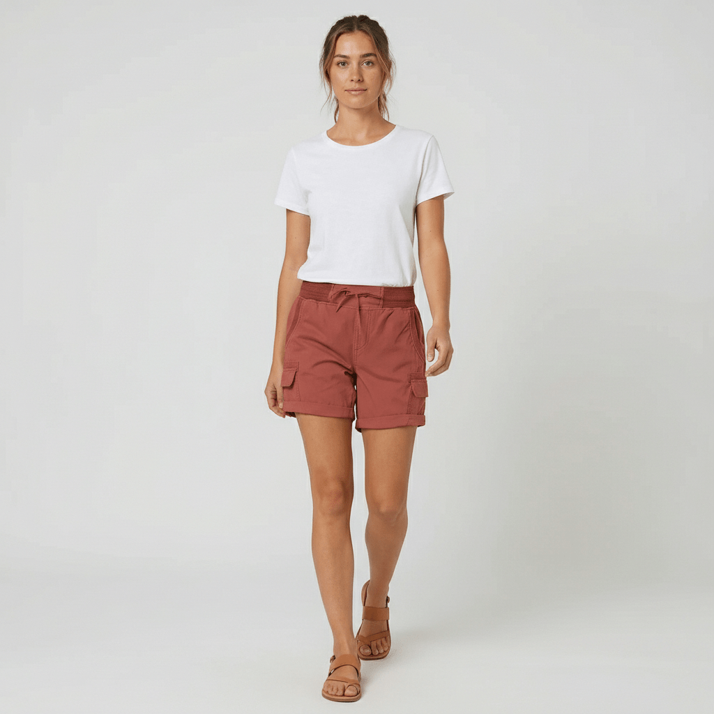 Cheryl High Waist Cargo Shorts Drawstring Casual Utility