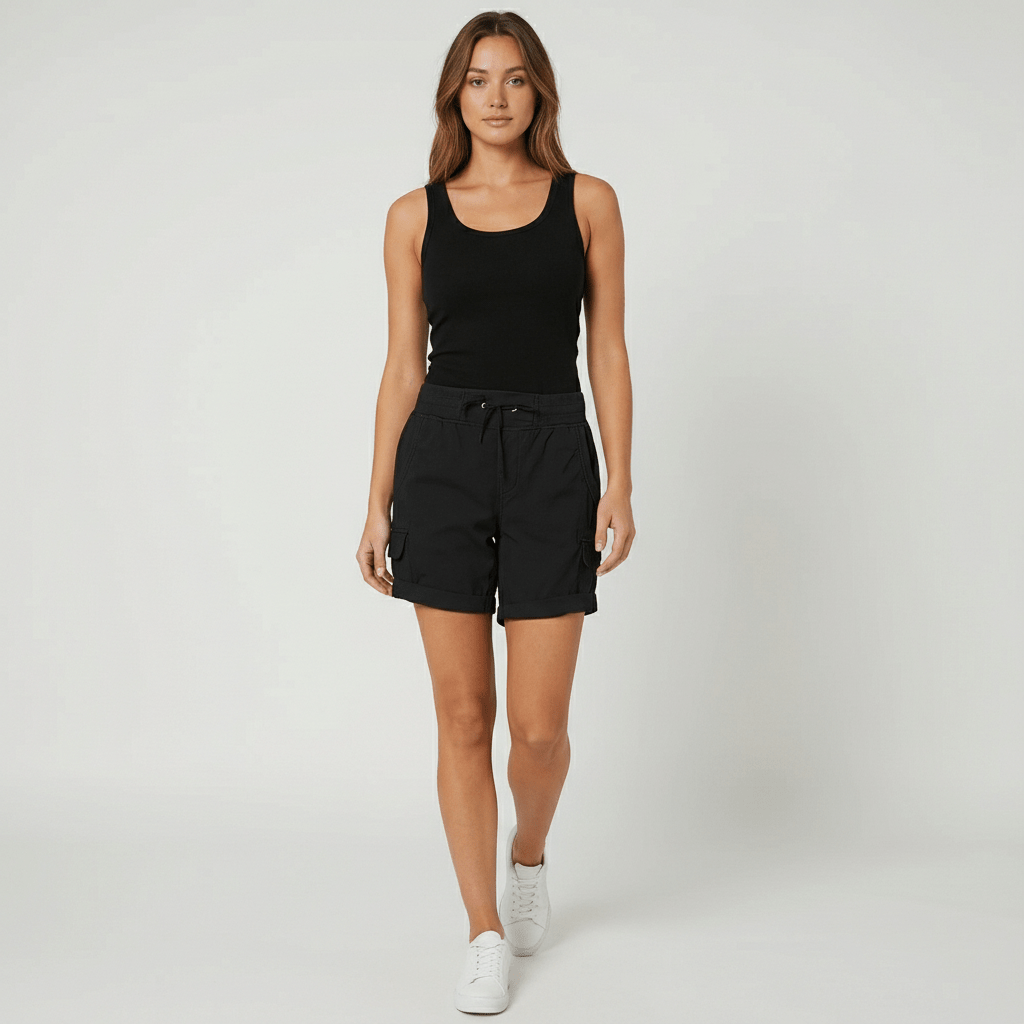 Cheryl High Waist Cargo Shorts Drawstring Casual Utility