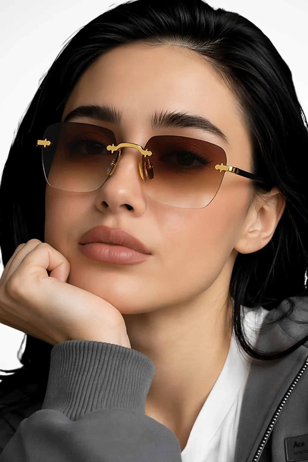 Adra Women's Square Rimless Sunglasses Gradient Lenses