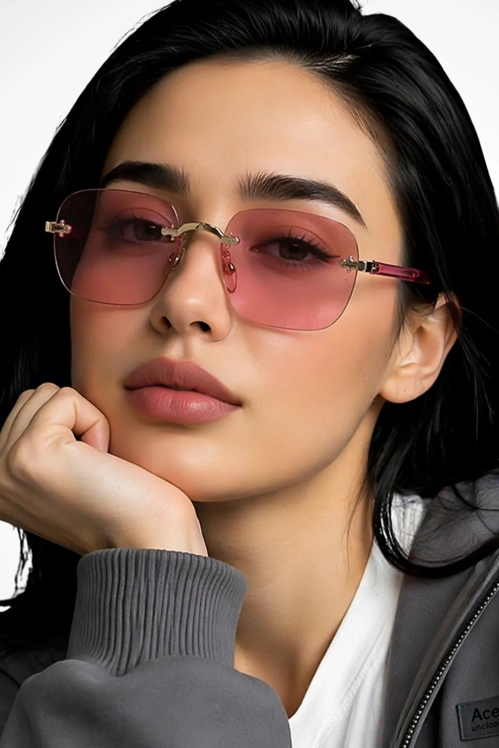 Adra Women's Square Rimless Sunglasses Gradient Lenses
