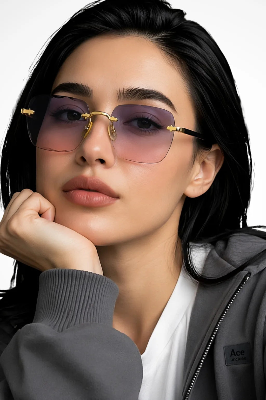 Adra Women's Square Rimless Sunglasses Gradient Lenses