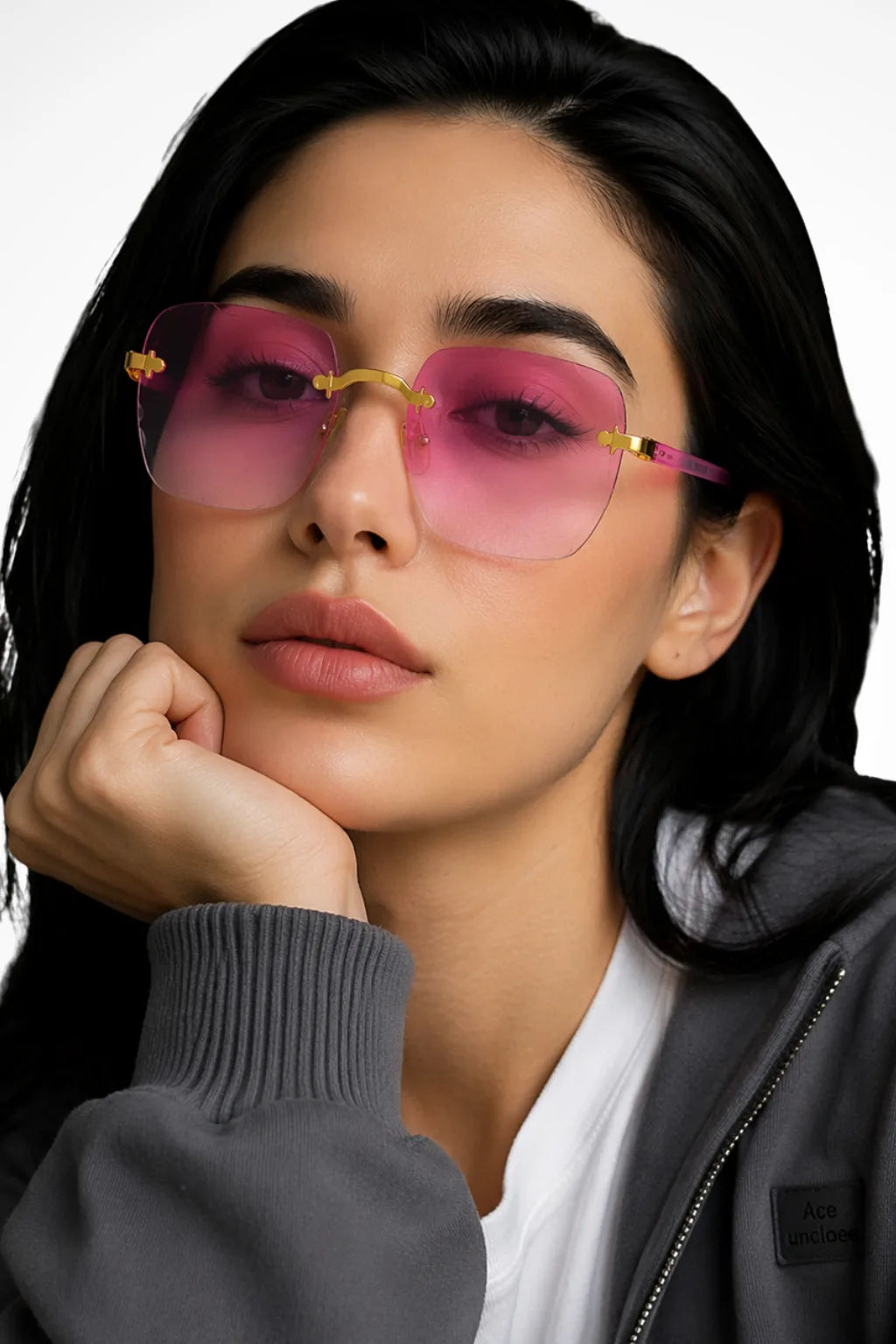 Adra Women's Square Rimless Sunglasses Gradient Lenses
