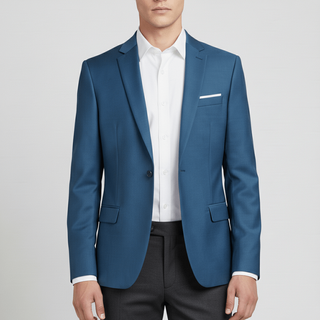 Clayton Single Button Blazer with Notch Lapel and Tailored Fit