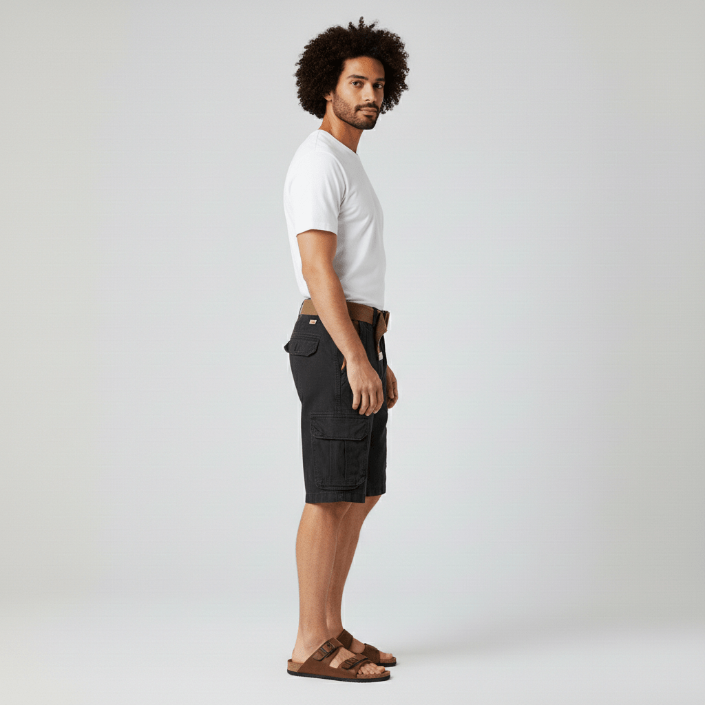 Clinton Cargo Shorts with Side Slip Pockets and Belt Loops