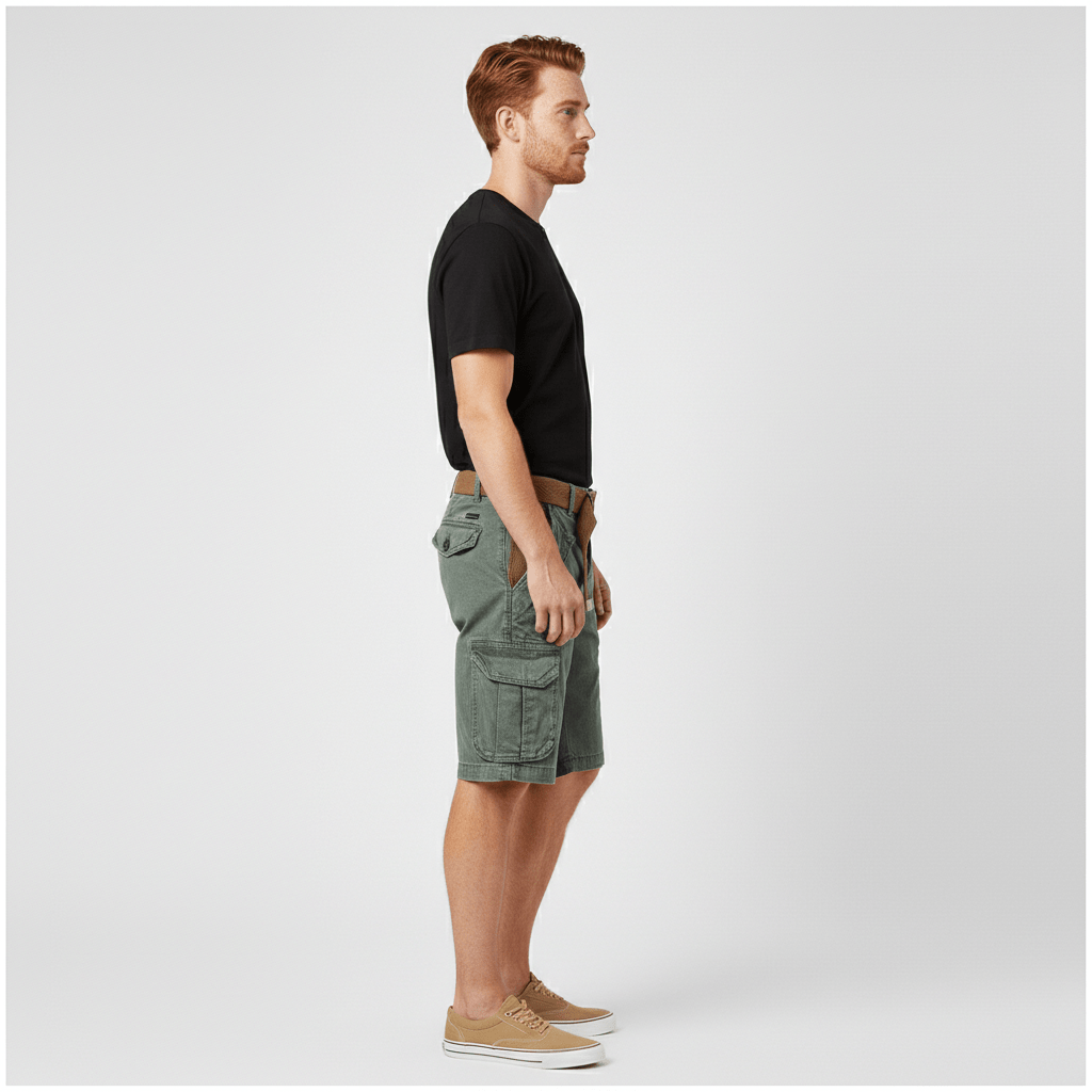 Clinton Cargo Shorts with Side Slip Pockets and Belt Loops