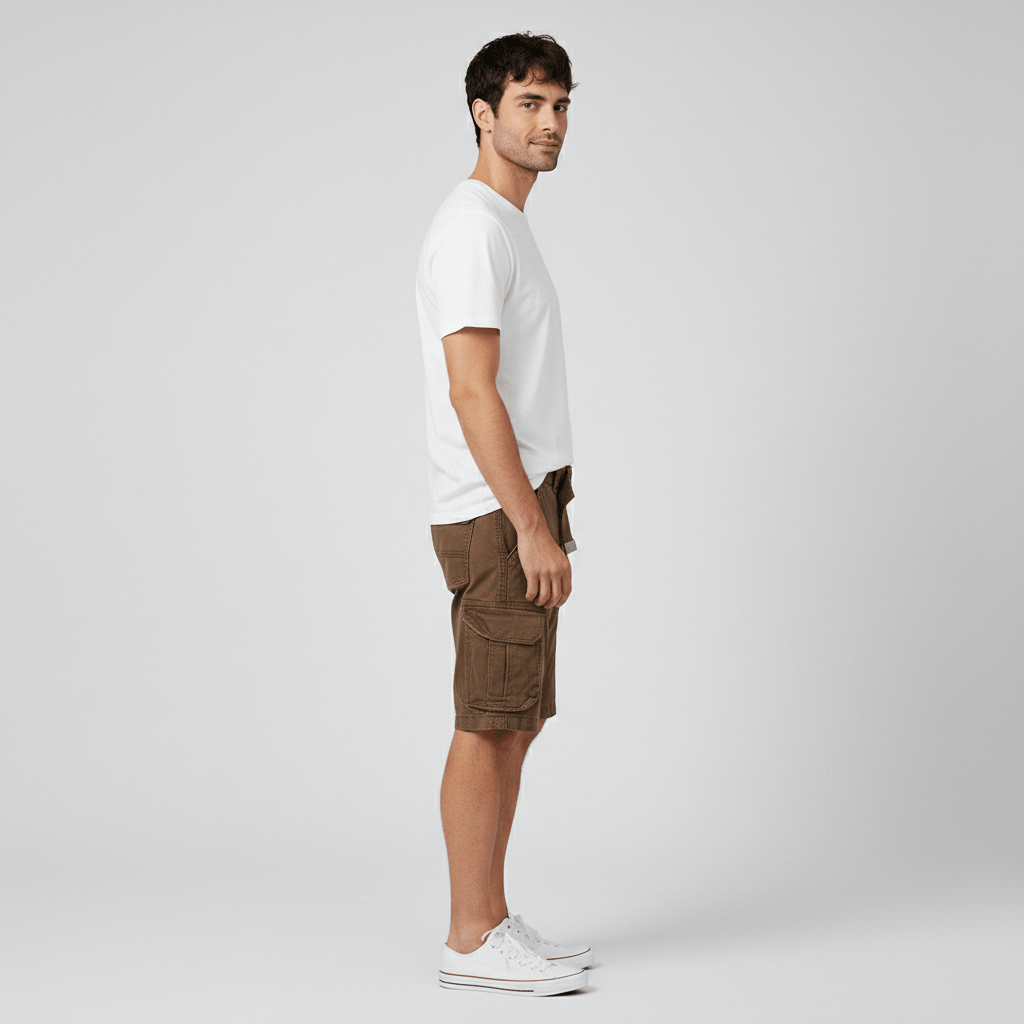 Clinton Cargo Shorts with Side Slip Pockets and Belt Loops