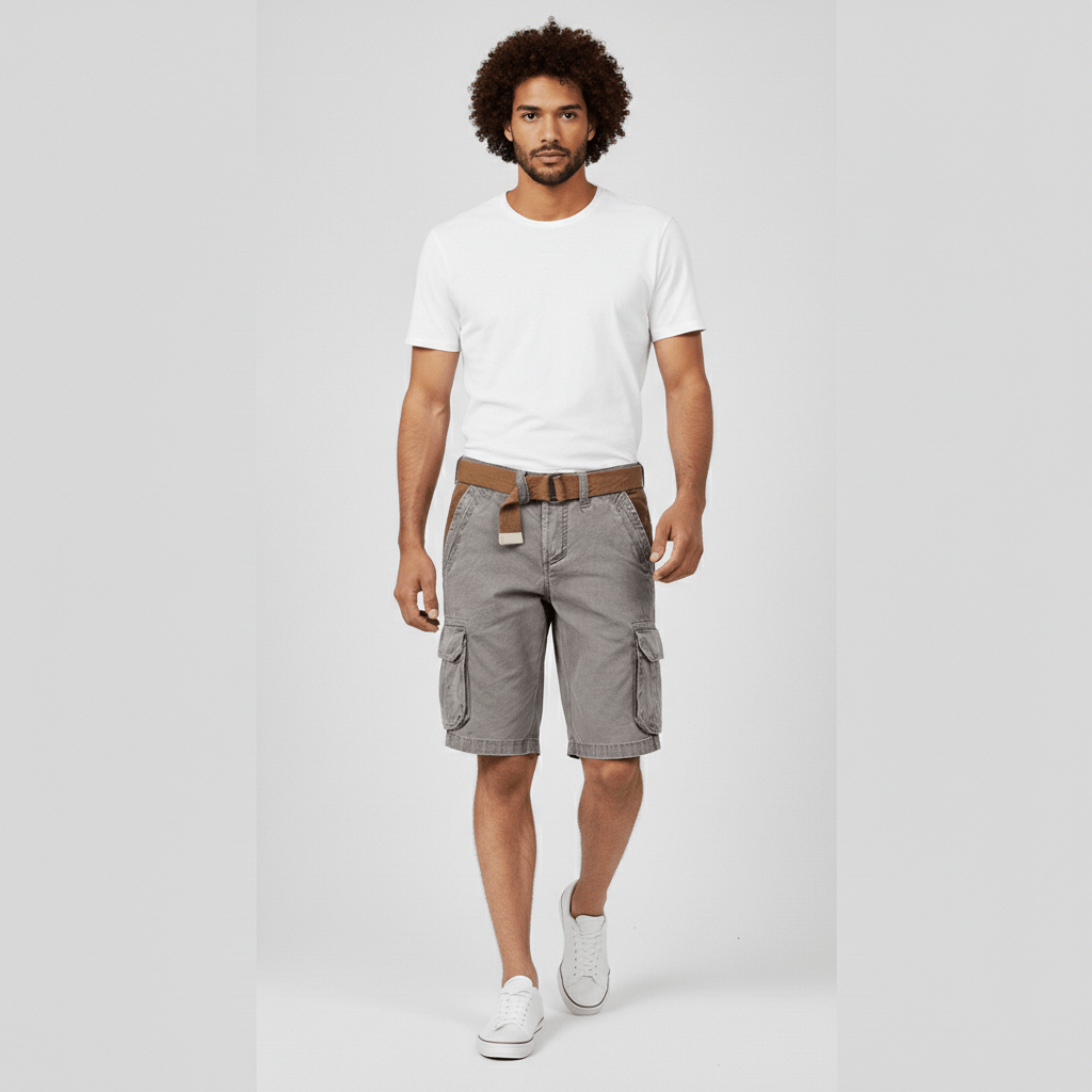 Clinton Cargo Shorts with Side Slip Pockets and Belt Loops