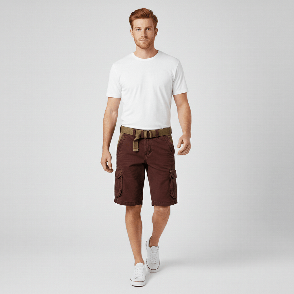 Clinton Cargo Shorts with Side Slip Pockets and Belt Loops