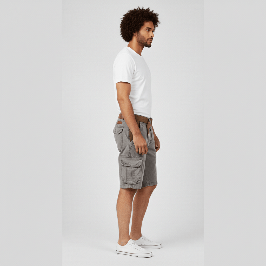 Clinton Cargo Shorts with Side Slip Pockets and Belt Loops