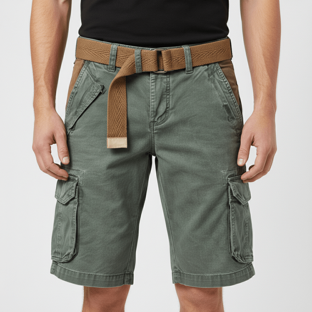 Clinton Cargo Shorts with Side Slip Pockets and Belt Loops