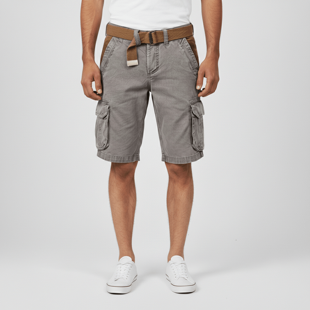 Clinton Cargo Shorts with Side Slip Pockets and Belt Loops