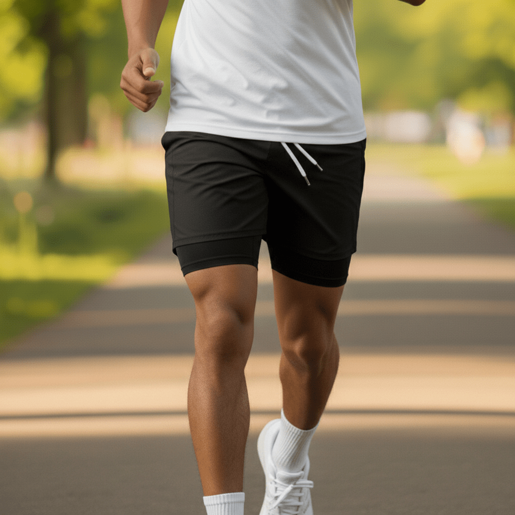 Clive 2 in 1 Training Shorts with Side Slip Pockets and Drawstring Waist