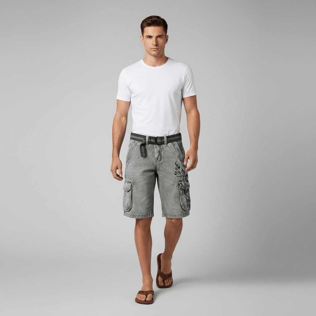 Colin Cargo Shorts with Side Slip Pockets and Belt Loops