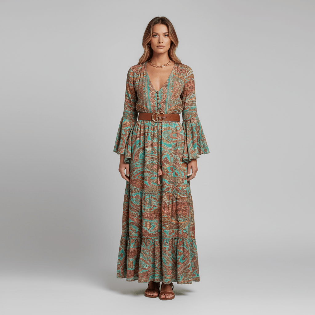 Connie Paisley Print Maxi Dress for Women