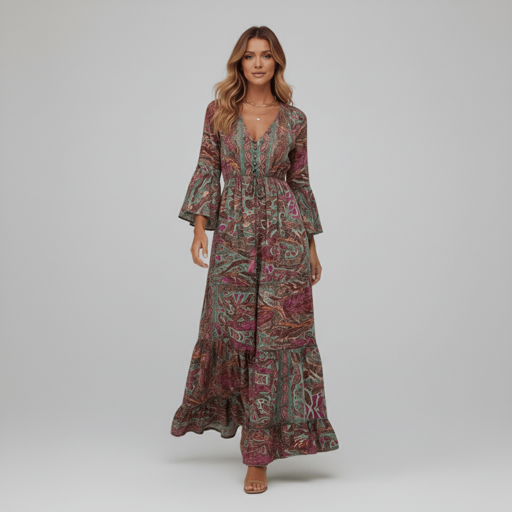 Connie Paisley Print Maxi Dress for Women