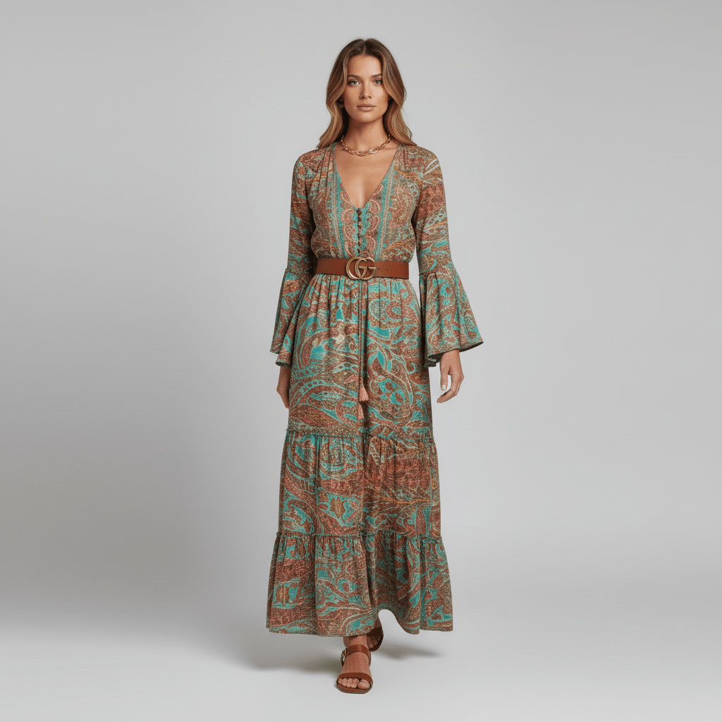 Connie Paisley Print Maxi Dress for Women