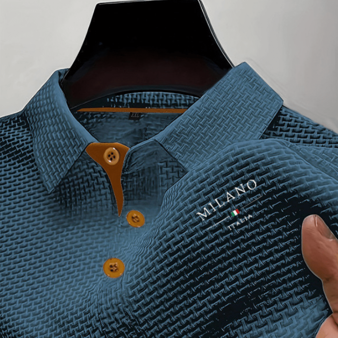 Men's Textured Short Sleeve Polo Shirt