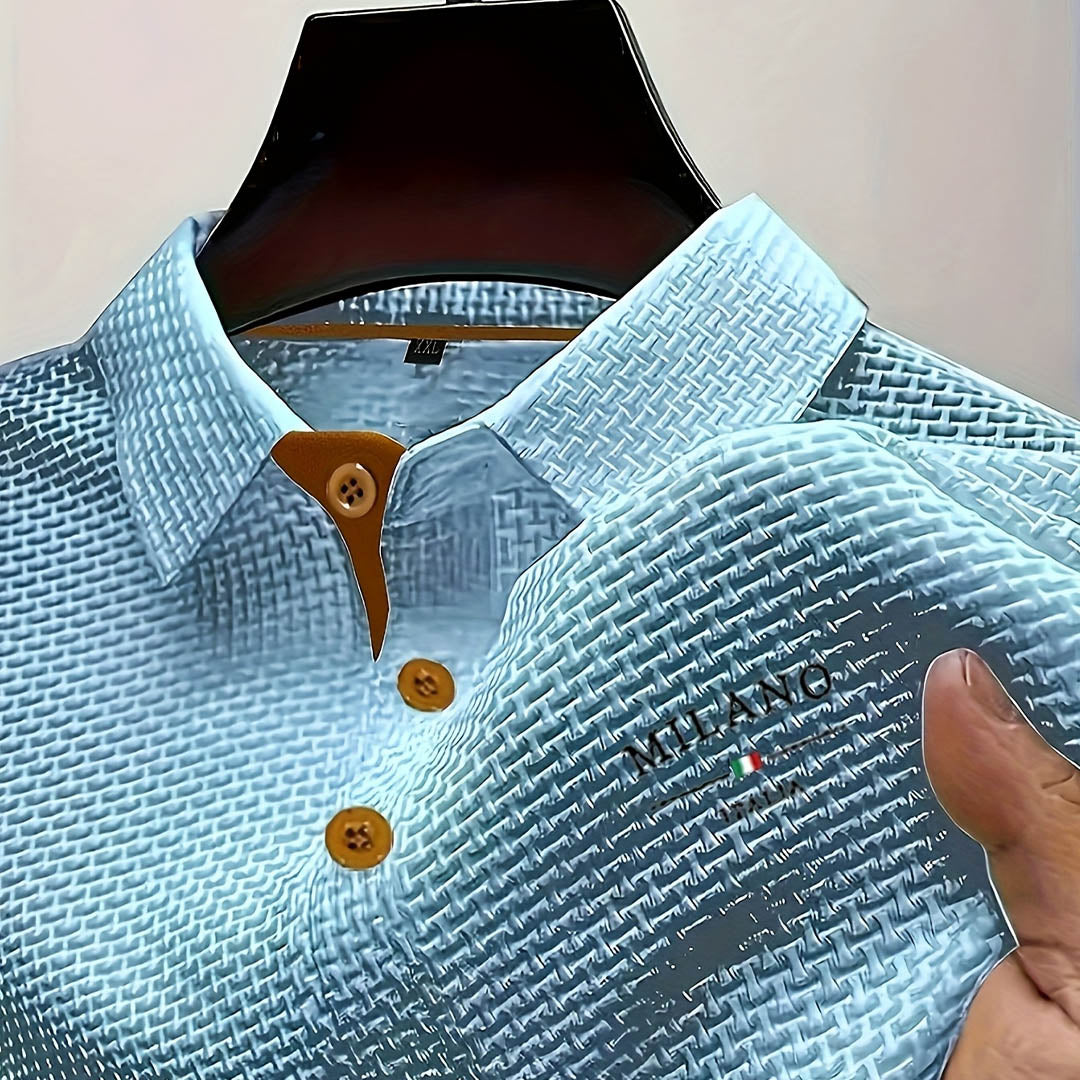 Men's Textured Short Sleeve Polo Shirt