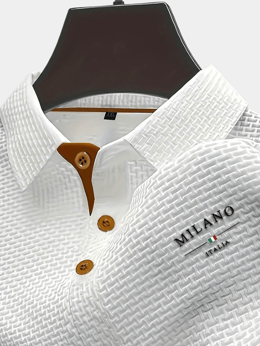 Men's Textured Short Sleeve Polo Shirt