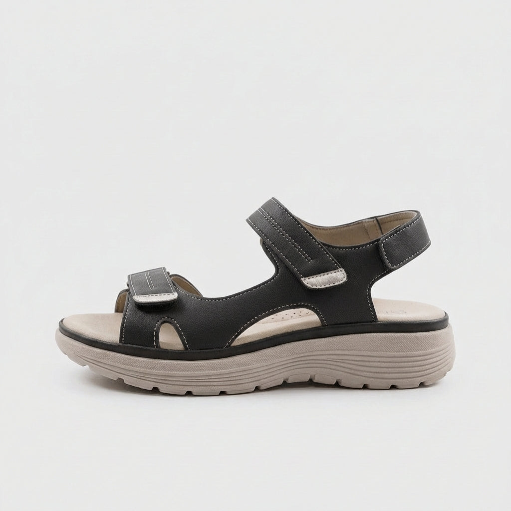 Edith Hook and Loop Strap Sandals Open Toe Platform Sandals