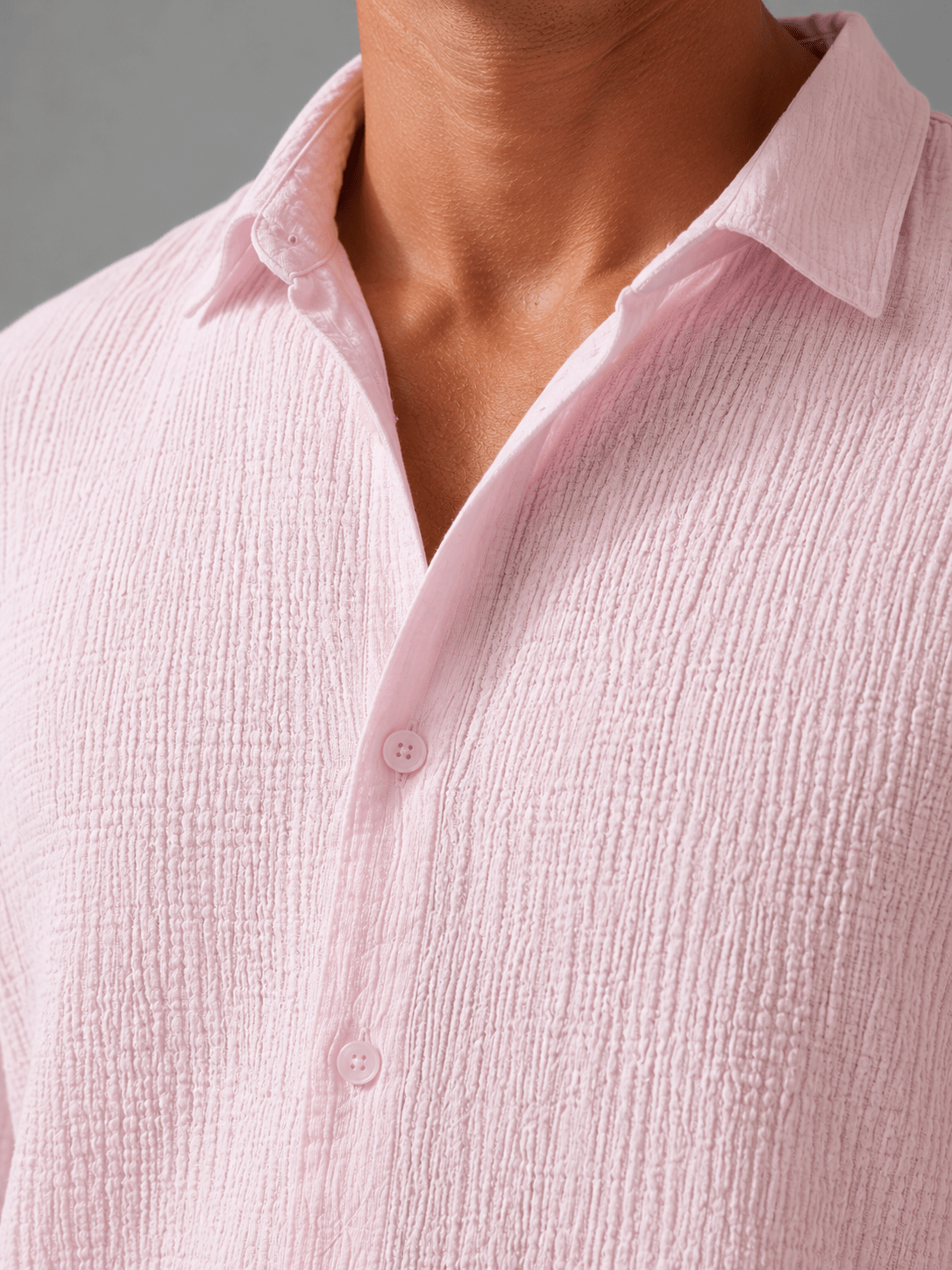 Men's Relaxed Fit Textured Long Sleeve Summer Shirt
