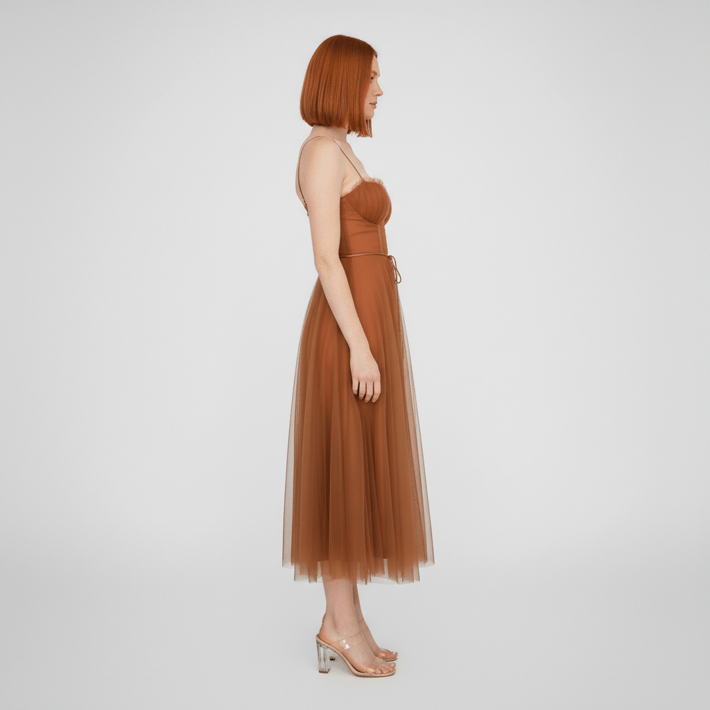 Etta Tulle Corset Midi Wedding Guest Dress
