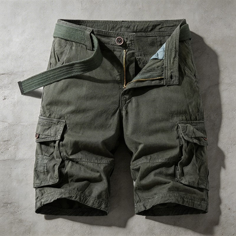 Men's Relaxed Fit Cotton Cargo Shorts With Belt