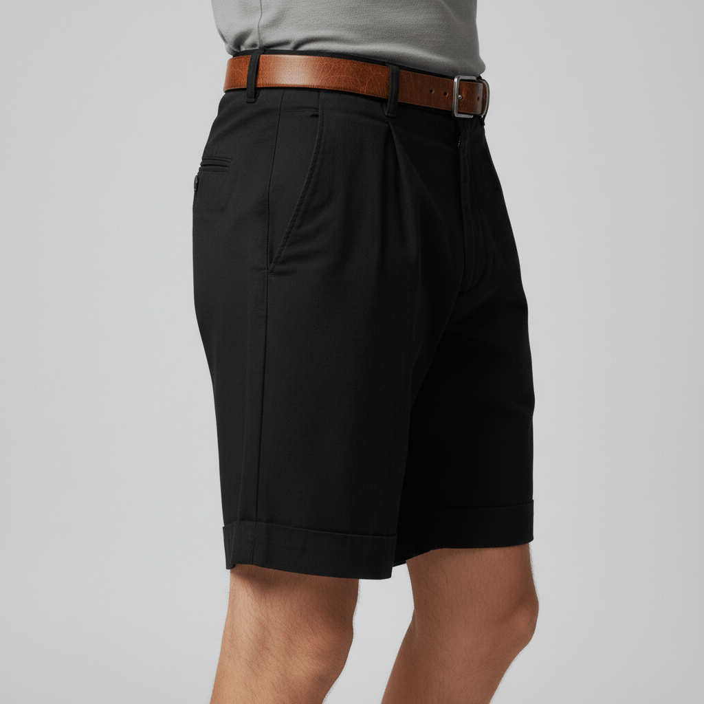 Franklin Pleated Chino Shorts with Side Slip Pockets and Belt Loops