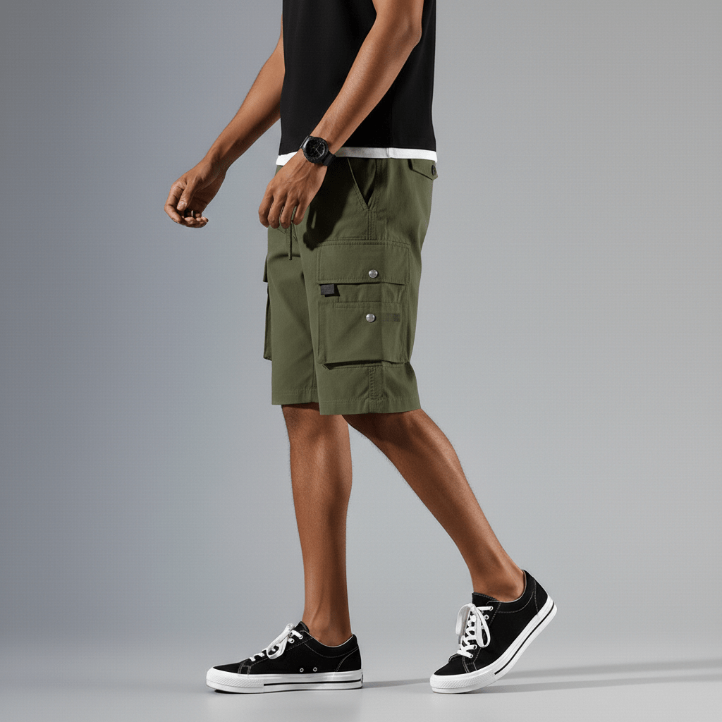 Gerard Drawstring Cargo Shorts with Side Slip Pockets
