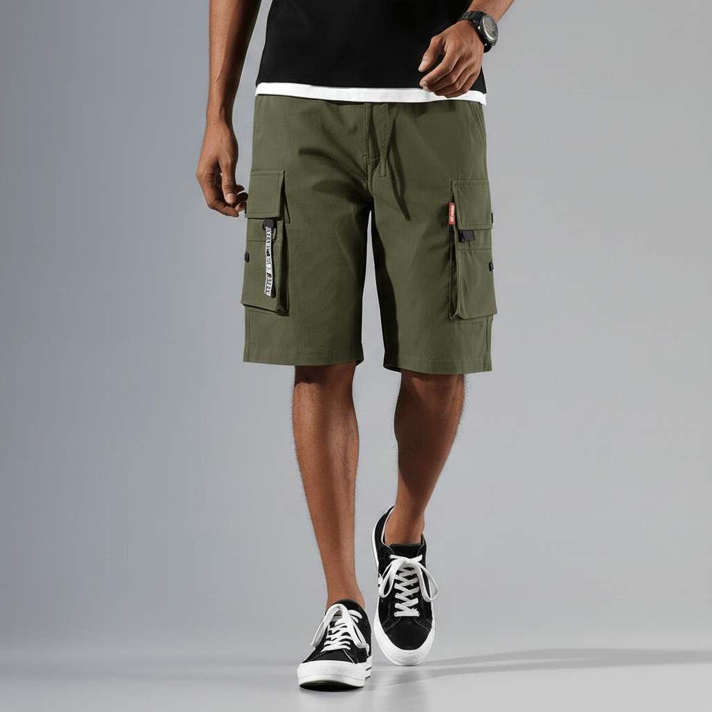 Gerard Drawstring Cargo Shorts with Side Slip Pockets