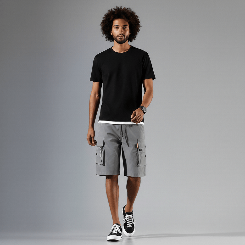 Gerard Drawstring Cargo Shorts with Side Slip Pockets